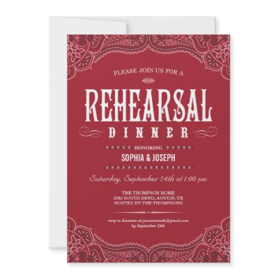 Rehearsal Dinner Favors on Red Paisley Rehearsal Dinner Invitations By Western Invitations