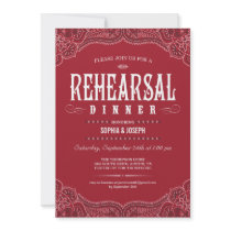 Red Paisley Rehearsal Dinner Invitations