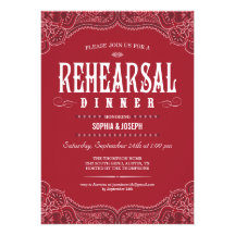Red Paisley Rehearsal Dinner Invitations