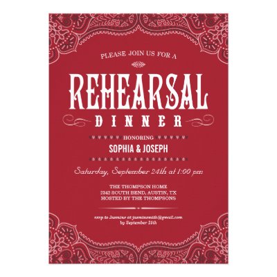 Red Paisley Rehearsal Dinner Invitations