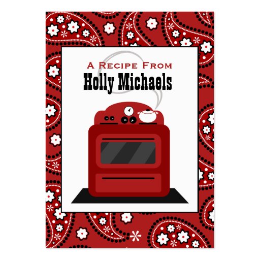 Red Paisley & Retro Stove Recipe Cards Business Cards
