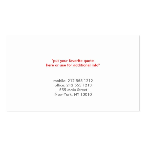 RED PALMS No. 2 Business Card (back side)