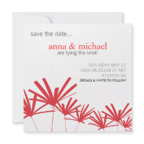 RED PALMS Save the Date Card invitations
