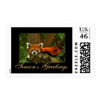 Red Panda Nature Seasons Greetings Holiday Postage stamp