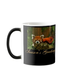 Red Panda Nature Seasons Greetings Monogram Mug mug