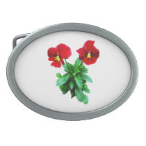Red Pansy Duo Oval Belt Buckle