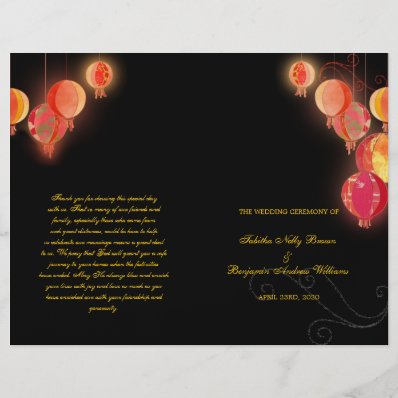 Red Paper Lanterns Wedding Bi Fold Programs