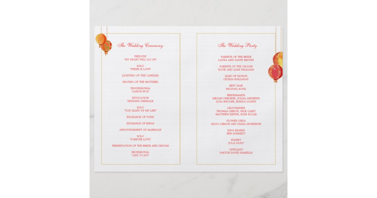 bi fold wedding programs
