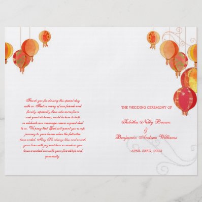 Red Paper Lanterns White Wedding Bi Fold Programs