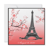 Red Parisian Eiffel Tower Wedding Invitations invitation