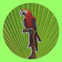 Red Parrot & Palms stickers stickers