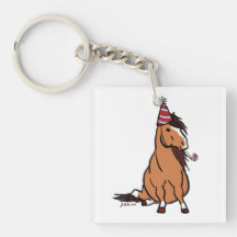 Red Party Pony Acrylic Keychains