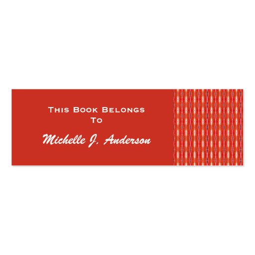 red pattern bookmark business card template (front side)