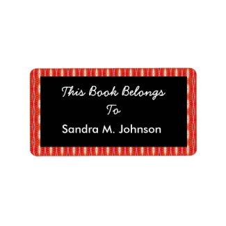 red pattern bookplates label
