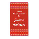 red pattern bookplates labels
