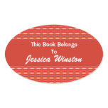 red pattern bookplates stickers