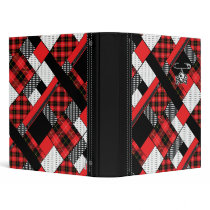 Red Patterned Punk Plaid  Binder