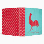 Red Patterned Rooster Silhouette 3 Ring Binder