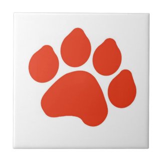 Red Paw Print Tile