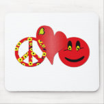 Red Peace Love Happiness Mouse Pads