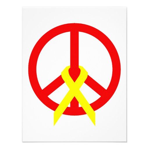 Red Peace & Ribbon Invitation