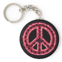 red peace sign keychain