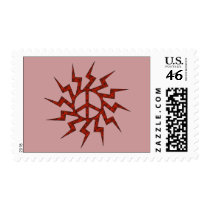 Red Peace Sign Star Postage