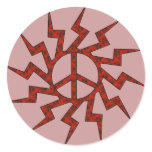 Red Peace Sign Star Round Stickers