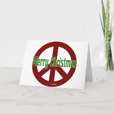 Red Peace sign with Merry Christmas cards