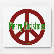 Red Peace sign with Merry Christmas Mouse Mat