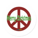 Red Peace sign with Merry Christmas stickers