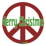 Red Peace sign with Merry Christmas Stickers