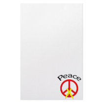 Red Peace Word & Ribbon Stationery