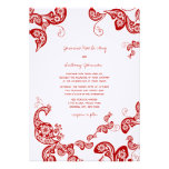 Red Peacock Floral Paisley Chic Stylish Wedding invitations