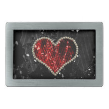 Red Pearl Heart Belt Buckle