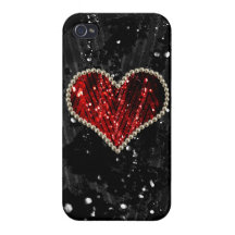 Red Pearl Heart iPhone 4/4S Case