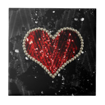 Red Pearl Heart Tile