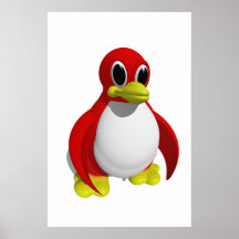 Red Penguin Print