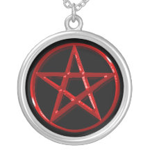 Red Pentacle Pagan Symbol Pendant