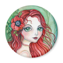 Red Peony Fairy - Magnet by cckuik Red Peony Fairy - Magnet