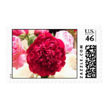 Red Peony Wedding Stamps