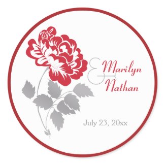 Red Peony with Taupe and White1.5