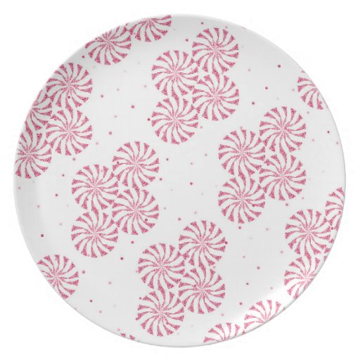 Red Peppermint Candy Christmas Sweets Pattern Dinner Plate