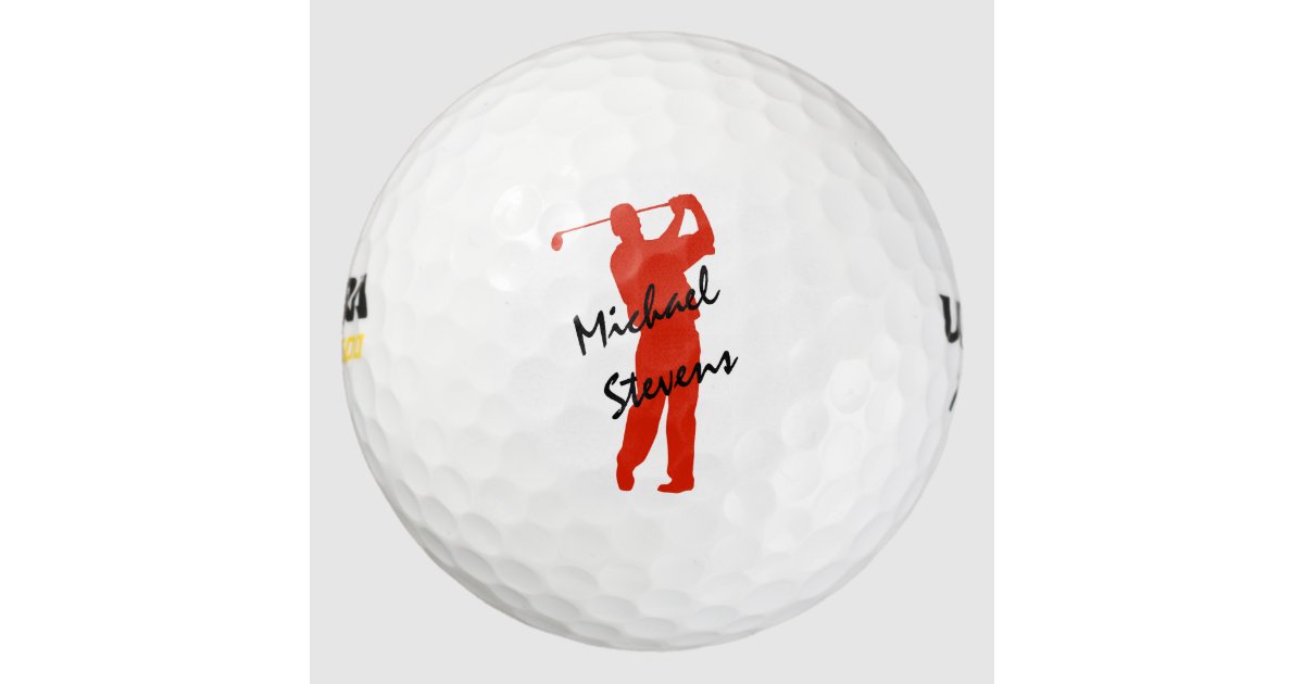 Red Personalized Golfer Golf Balls Zazzle