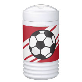 Red Personalized Soccer Igloo Beverage Cooler Igloo Beverage Dispenser