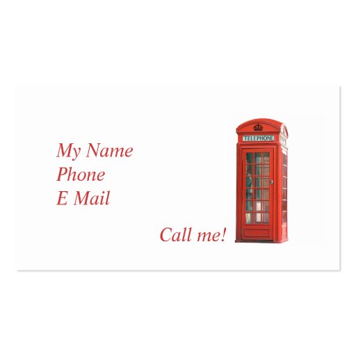 Red Phone Booth Business Cards (back side)