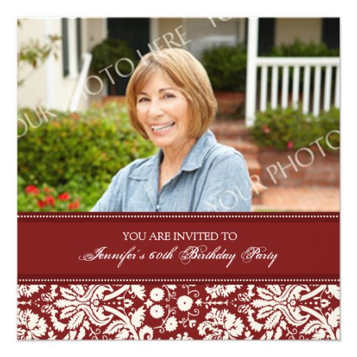 Red Photo 60th Birthday Party Invitations