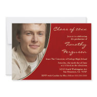 Red photo graduation party announcement invite zazzle_invitation