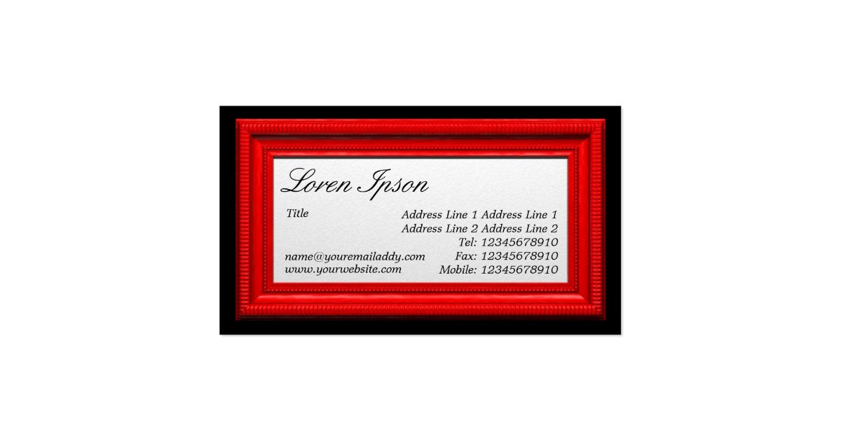 Red Picture Frame Business Card Zazzle