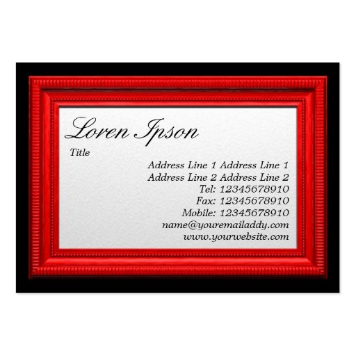 Red Picture Frame Business Card Templates (back side)